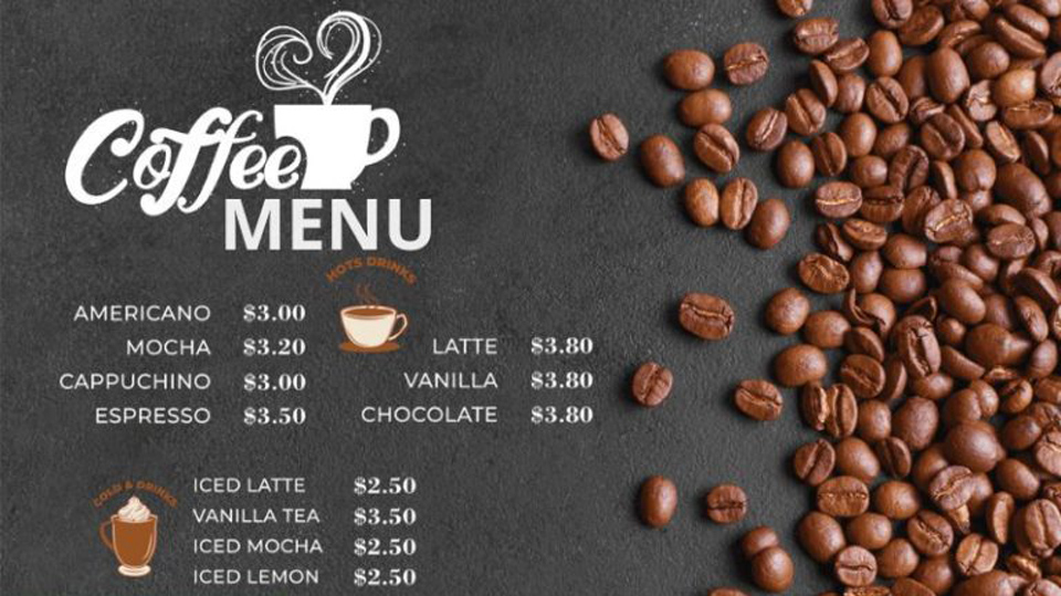 in menu cafe